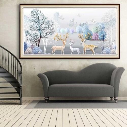 DIY Full Square Round Drill Diamond Painting Animal Deer Embroidery Cross Stitch Set Scenery Picture Of Rhinestone Handmad Gift