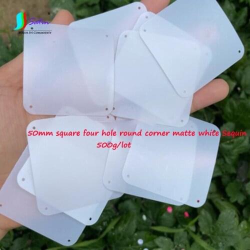 Wholesale 50mm Square Four Hole Round Corner Matte White Sequin Jewelry Curtain Stage Background Dance Dress Decorated Sequin