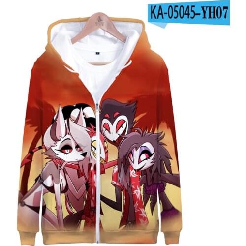 3-14 Years Children Sweatshirt Helluva Boss Hoodie Boy girls Zipper Sweatshirt Harajuku Streetwear Kids Anime Clothes