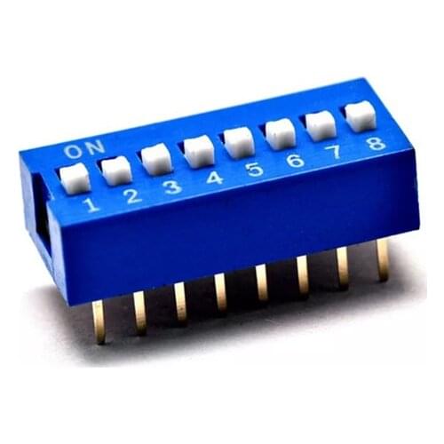 100pcs/lot DIP Switch 8P 2.54mm Pitch Slide DIP Switch 8 Position 2 Row 16 Pin Blue Color