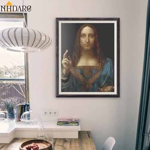 Leonardo Da Vinci Salvator Mundi Classic Canvas Art Print Painting Poster, Wall Pictrues For Living Room Home Decor, No Frame