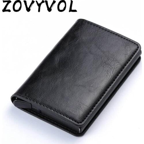 ZOVYVOL Antitheft Rfid Blocking Wallet Metal Credit Card Holder Automatic Elastic Vintage Aluminum Wallet PU Leather rfidwallet