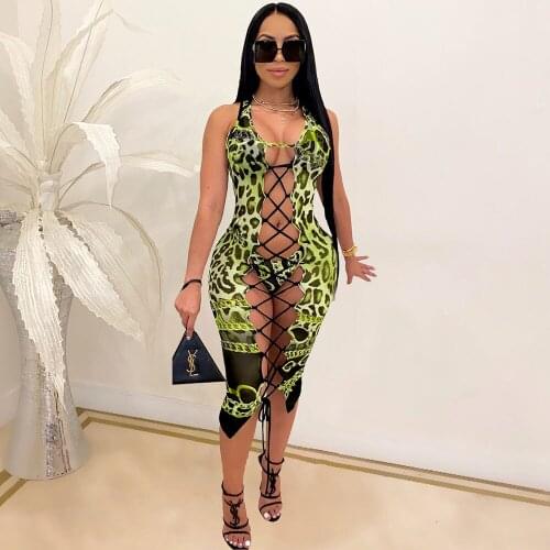Sexy Lace Up Hollow Out Bodycon Bandage Dresses for Women Summer Vacation Club Outfits Swimwear Beach Party Dress with Underwear