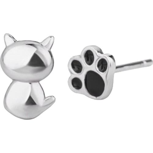 Cute Animal Cat Paw Stud Earrings Asymmetry Jewelry Punk Cat Paw Simple Earring Studs Boucle d'oreille Femme