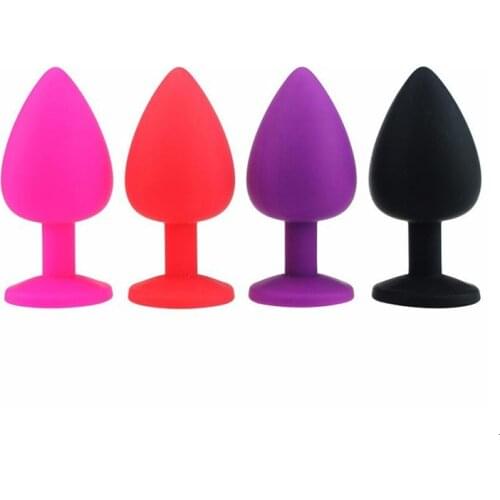 Silicone Anal Plug with Crystal Jewelry Butt Plug No Vibration Anal Sex Toys for Men Woman Gay Masturbation 4 Colors