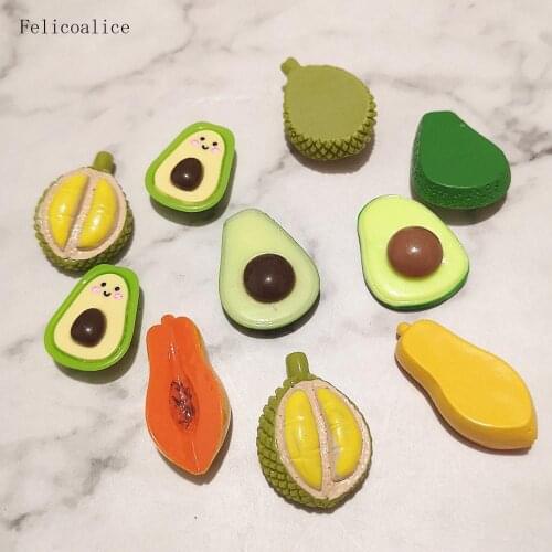 10pcs Cute Resin Simulation Cartoon Fruit Avocado Flatback Cabochon Food Art DIY Hair Clip Decoration