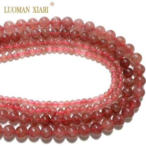100% Natural AAA+ Strawber Quartz Crystal Stone Beads For Jewelry Making DIY Bracelet Necklace 4/6/8/10mm Strand 15
