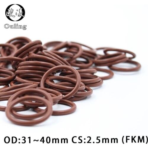 3PCS Fluorine rubber Ring Brown FKM O ring Seal OD31/32/33/34/35/36/37/38/39/40*2.5mm Rubber O-Ring Sealing Oil Ring Gaskets