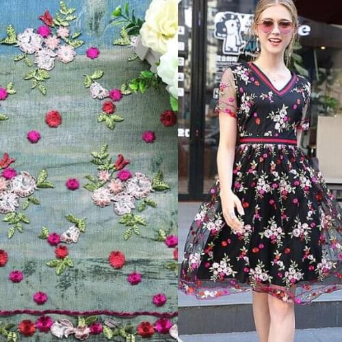 5yards Flower Embroidery Mesh Lace Fabric For Women Dress Cloth African French Net Tulle Lace For Wedding Garment Accessories