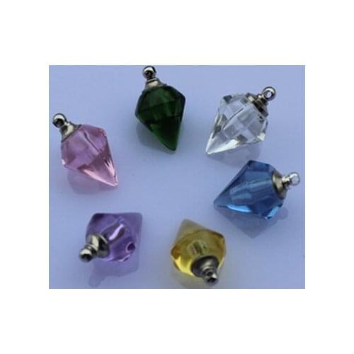 500pieces 14x19mm screw top seal spike colorful mixed cute Crystal Perfume bottle screw top seal popular necklace Pendant