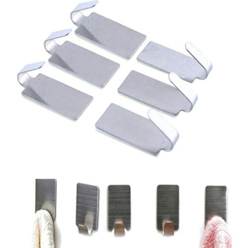 6Pcs Round Adhesive Kitchen Wall Door Stainless Steel Stick Hook Hanger