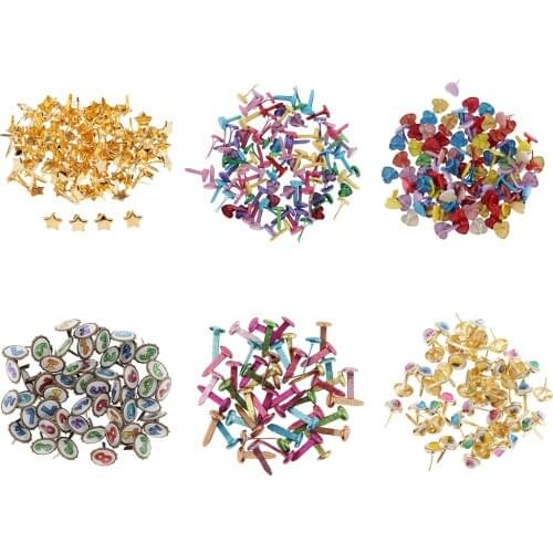 Assorted Bright Color Mini Brads Paper Fasteners Brass Pastel Metal Brads for Scrapbooking Crafts DIY Paper