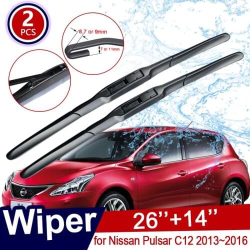Car Wiper Blades for Nissan Pulsar C12 2013~2016 Europe Model Front Windscreen Windshield Wipers Car Accessories 2014 2015 Hook