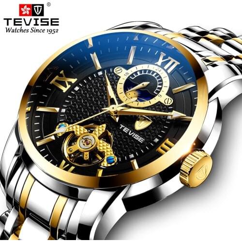 Evise Mens Watch Brand Tourbillon Wrist Watches For Men Clock Luminous Automatic Mechanical Watch Male Clock Relogio Masculino
