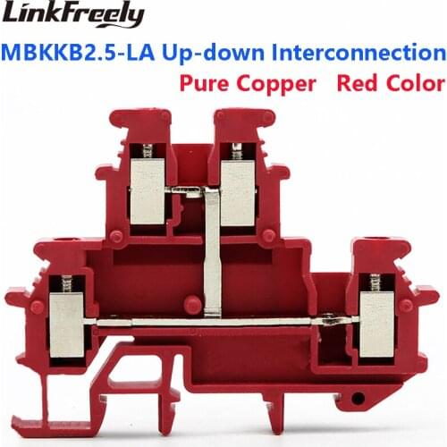 UKK2.5-LA MBKKB2.5-LA 2pcs Red Color UK Double Layer Wire Screw Terminal Connector 25A/500V Up-down Interconnected Terminals
