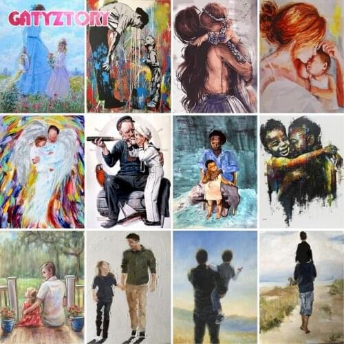 GATYZTORY 40x50cm Paint By Numbers Figure Oil Painting By Numbers Father and Child Pictures On Canvas Women Frameless DIY Home D