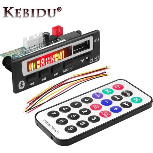 Kebidu Wireless Bluetooth 5V-12V MP3 WMA WAV Decoder Board Audio Module Music Speaker MP3 USB FM TF Radio Car accessories