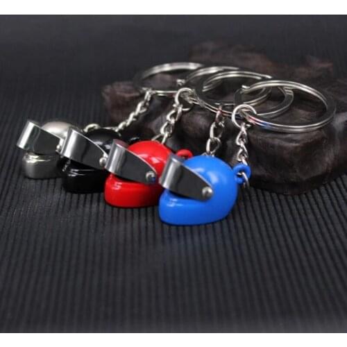 Creative Metal Paint Motorcycle Helmet Keychain Pendant Adjustable Motor Helmet Key Chain Key Ring Bag Car Keyring Activity Gift
