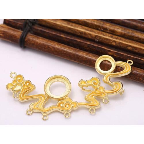 10pcs Brass Casted Loops Connectors Lucky Cloud Charms Open Back Cameo Base Quality DIY Wedding Tassel Necklace Hair Jewelry