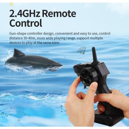 RC Shark Simulation Radio Remote Control 2.4G 4CH Waterproof Shark Boat Electric Water Shark/Speed Boat 2 in 1 Toy For Kids