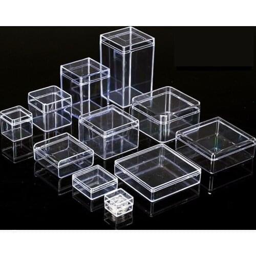 22 Sizes Small Square Clear PS Plastic Storage Boxes For Mini Jewelry/Beads/Crafts Case Container Display Packaging box