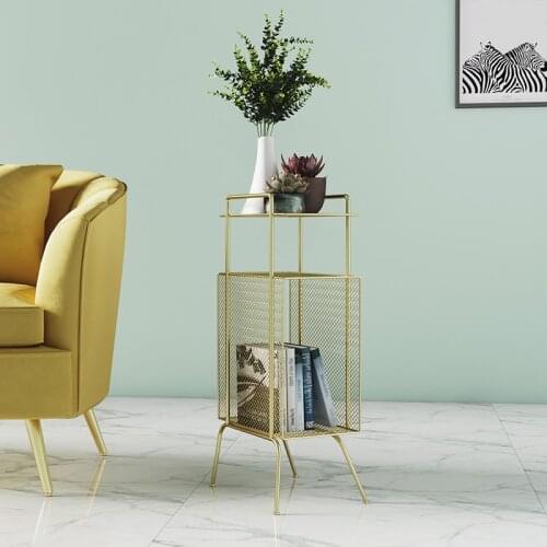 Metal high temperature paint Nordic iron floor bookshelf appearance and strength coexist living room sofa side small magazine ra