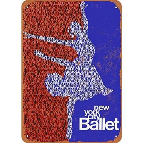 12 x 16 inches Metal Vintage Funny Tin Sign 1970 New York City Ballet