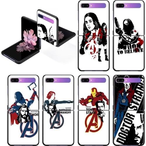 Avengers Marvel superhero Fashion Mobile Hard Shockproof Cover For Samsung Galaxy Z Flip 3 5G Black Fundas Phone Case