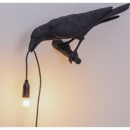 Birds Table Lamps Bedroom Resin Crow Desk Lamp Bedside Light Wall Sconce GQ