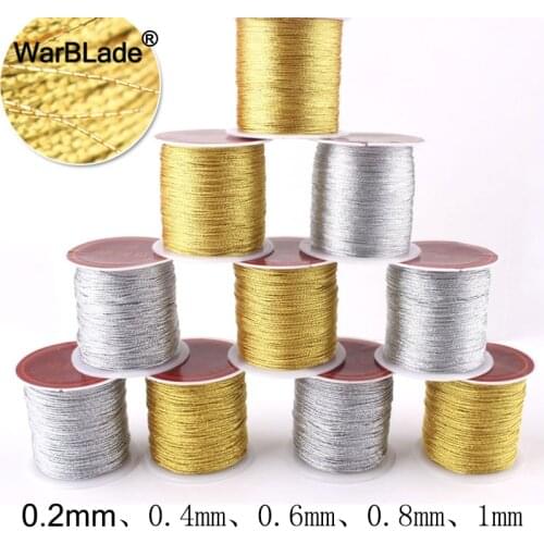 0.2mm 0.4m 0.6mm 0.8mm 1mm Silver Gold Nylon Cord Wire Roll Thread String Rope Bead DIY Braided Bracelet Necklace Jewelry Making