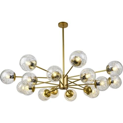 Nordic LED Round Glass Ball Chandelier Bedroom Dining Living Room Light Modern Minimalist Indoor Decoration Fixture Lamp