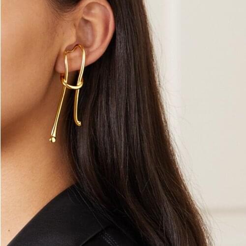 2021 New Irregular Line Earrings Exaggerated Retro Long Ear Clip Simple Earbone Clip No Ear Hole Fashion Womens Jewelry Gift