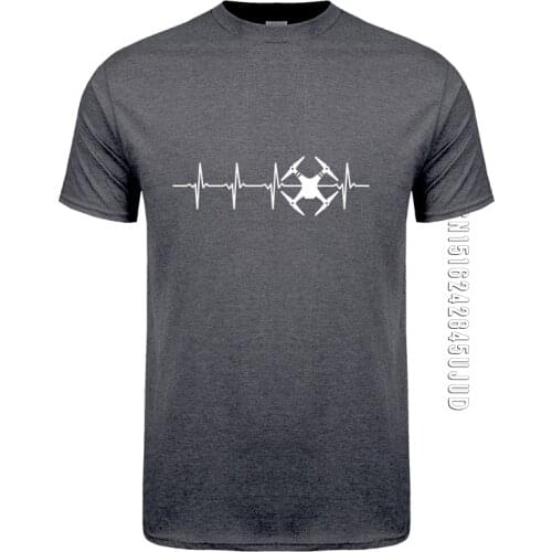 New Heartbeat Drone T Shirt Men O-neck Hip-hop Camiseta Cotton Drone Pilot T-shirts Mans Clothing Gift