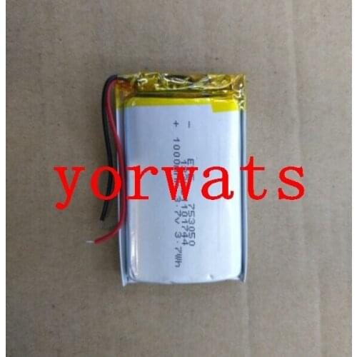 New Hot A Rechargeable Li-ion Cell 3.7V lithium polymer battery 753050 1000mah direct sale