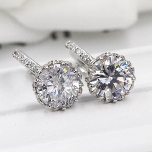 New Fashion Accessories 925 Sterling Silver Zircon Color Crystal Stud Earrings For Women Party Jewelry Ed050