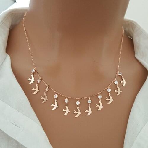 Swallow Necklace Bird Necklace Layer Necklace Double Layer Daily Necklace