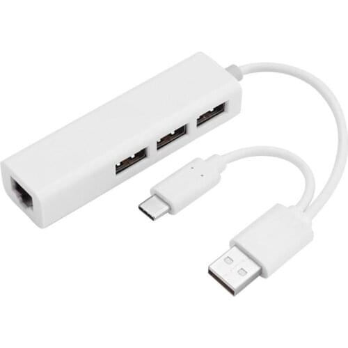 Durable USB Hubs Delicate Texture 3 Ports Type C to Gigabit Ethernet Network USB 2.0 Hub USB Splitter for Macbook