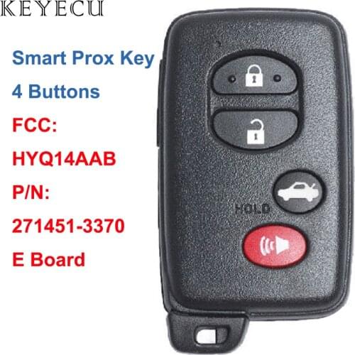 Keyecu Smart Prox Key Remote Key 312 / 314.3 / 315 / 433MHZ for Toyota Corolla Avalon FCC ID: HYQ14AAB P/N:271451-3370, E Board
