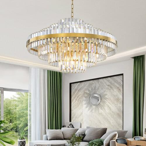 Living Room Luxury G9 Led Pendant Lights Lustre K9 Crystal Led Luminarias Chain Hanging Lamparas Fixtures Living Room Led Lamp