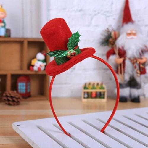 Christmas Headband Decoration Cute Hat With Bell Pendant Red Santa Xmas Headband For Party Christmas Pointed Headband For Gift