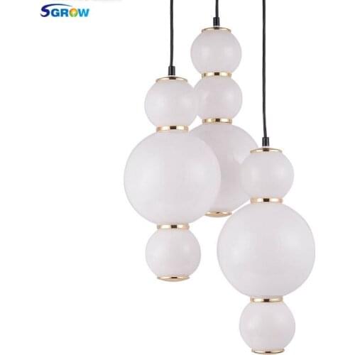 SGROW Glass Lampshade Pendant Light Nordic Modern Art Lighting Fixtures for Living Room Dinning Room Simple Hanging Lampara