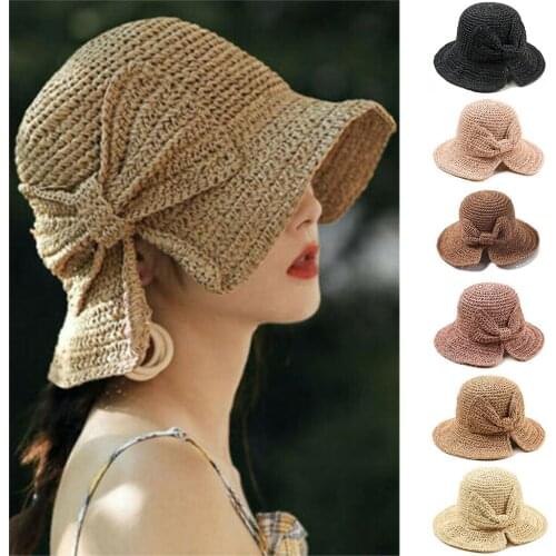Sun Hats For Women Straw Summer Hats Women Ladies Fashion Foldable Beach Sun Hat Brimmed Summer Hats For Women Z0126