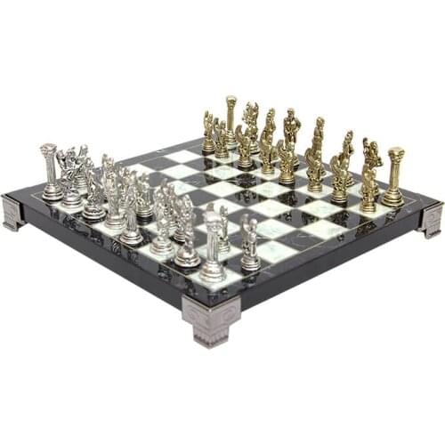 Professional Chess Set Marble Pattern Chess Set and Zamak Pieces Chess board and Figures Best Gifts for Him and Kids Metal Piece