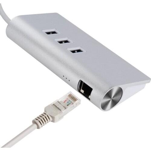 Usb 3.0 hub with Gigabit LAN card USB to RJ45 wired external network card Aluminum alloy 3 port HUB+ network card For Mac