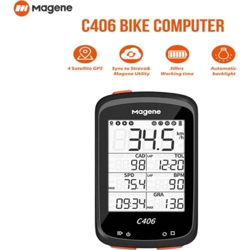 Magene C406 GPS Bike Computer ANT+ Bluetooth IPX6 Wireless Cycling Stopwatchring Compatible Speed Cadence Heart Rate Monitor