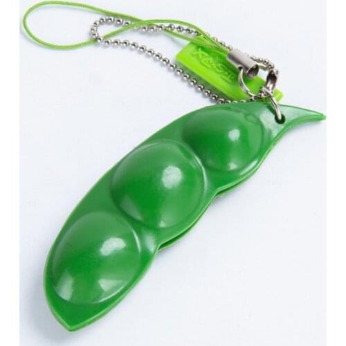 Funny Beans Squishy Squeeze Peas Edc Fidget Toys Pendants Keychain Anti Stress Relief Ball Gadgets Kid Children Novelty Toy