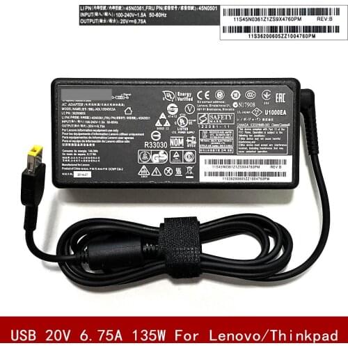20V 6.75A 135W USB New Original Laptop Charger Power AC Adapter For Lenovo For Thinkpad