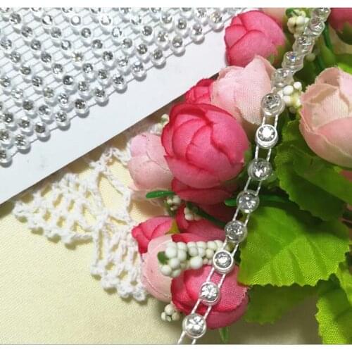 1M New White Black Lace Crystal Beads Sequin Fabric 0.5CM Diamond Beaded Trim Ribbon Sewing Applique Wedding Dress Guipure H-05