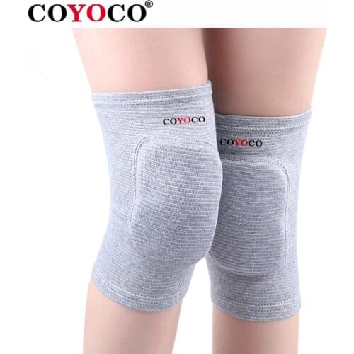 1 Pair Sponge Sports Knee Support Pad Protect COYOCO Brand High Elasticity Skating Dancing Kneeling Knee Guard Warm Grey