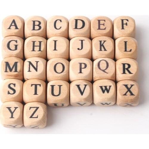 10PC Wooden English Letter Beads Baby Teether DIY For Nursing Bracelets Necklace Wooden Blank Rodent Chew Toy Baby Product Gifts